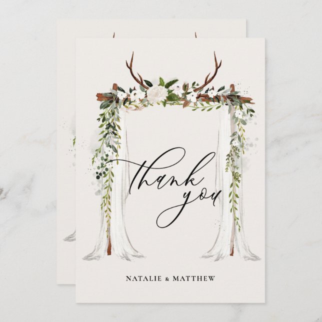 Cartão De Agradecimento Casamento russo de galinha-d'água e canopia floral (Frente/Verso)