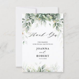Cartão De Agradecimento Casamento Russo de Goma Botânica Eucalyptus Green