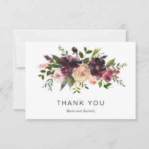 Cartão De Agradecimento Casamento Russo Floral De Vinho Burgundy