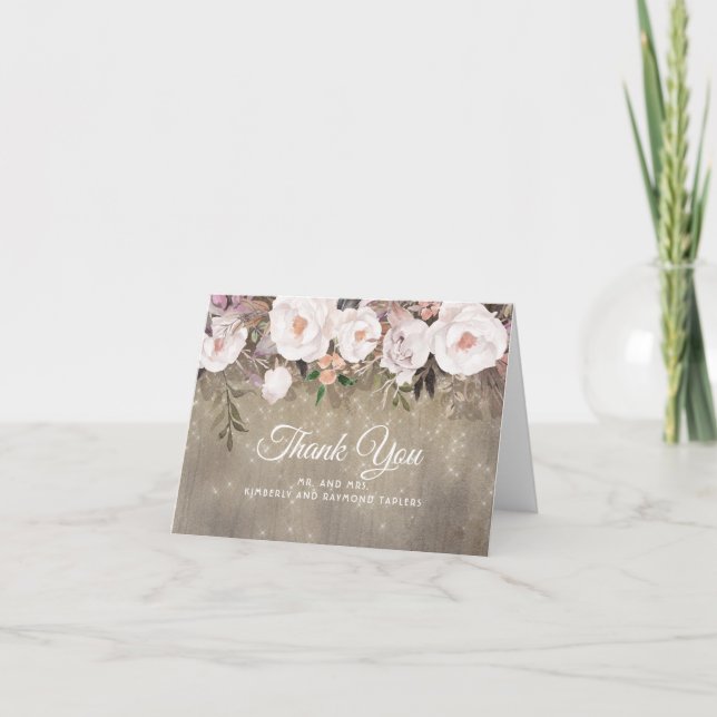 Cartão De Agradecimento Casamento Russo Floral Obrigado (Frente)