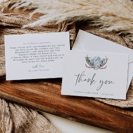 Cartão De Agradecimento Casamento Rustic Antlers Mountain