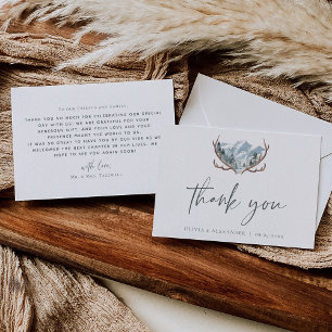 Cartão De Agradecimento Casamento Rustic Antlers Mountain