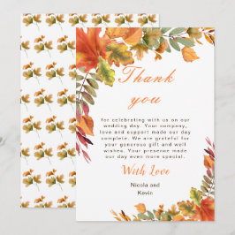 Cartão De Agradecimento Casamento Rustic Autumn Fall