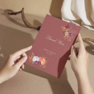 Cartão De Agradecimento Casamento Rustic Autumn Floral