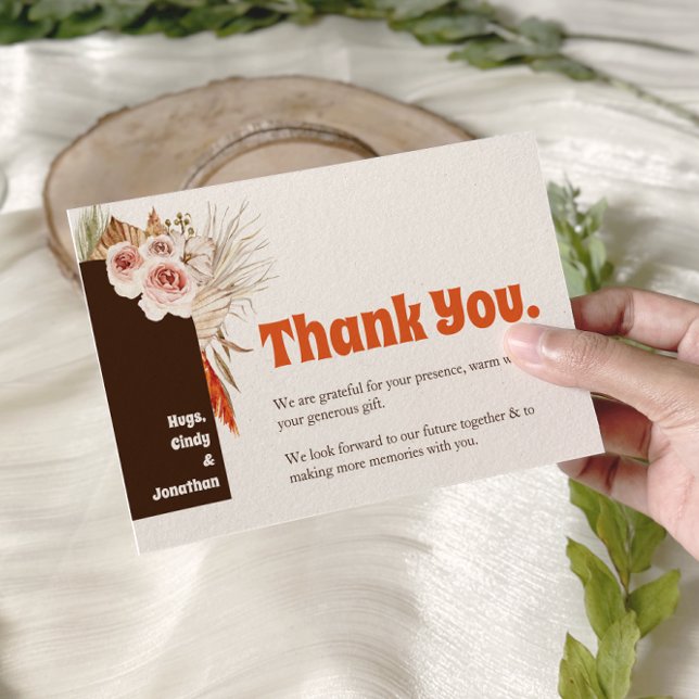 Cartão De Agradecimento Casamento Rustic Boho Pampas Grass (Criador carregado)