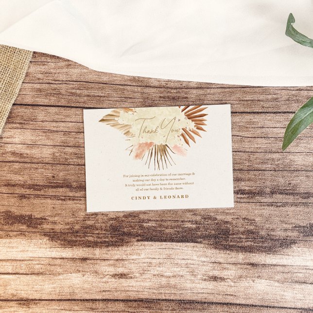 Cartão De Agradecimento Casamento Rustic Boho Pampas Grass (Criador carregado)