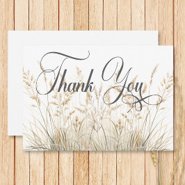 Cartão De Agradecimento Casamento Rustic Boho Seco Tan Grass