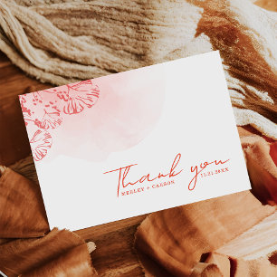 Cartão De Agradecimento Casamento Rustic Boho Watercolor Foliage Terracott