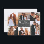Cartão De Agradecimento Casamento Rustic Chalkboard 6 Photo Collage Script<br><div class="desc">Cartões de agradecimentos de Colagem de Fotos 6 Rustic Chalkboard Wedding 6. modelo de cartões de agradecimentos de casamento com seis (6) fotos na frente e uma (1) foto no verso. Com o texto "obrigado você" em uma fonte de script esplêndida, escrita à mão, em branco, sobre a cinza escura...</div>