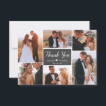 Cartão De Agradecimento Casamento Rustic Chalkboard 6 Photo Collage Script<br><div class="desc">Cartões de agradecimentos de Colagem de Fotos 6 Rustic Chalkboard Wedding 6. modelo de cartões de agradecimentos de casamento com seis (6) fotos na frente e uma (1) foto no verso. Com o texto "obrigado você" em uma fonte de script esplêndida, escrita à mão, em branco, sobre a cinza escura...</div>