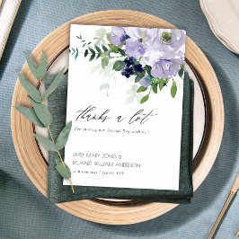 Cartão De Agradecimento Casamento Rustic Chic Violet Purple Floral Leafy