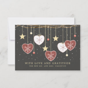 Cartão De Agradecimento Casamento Rustic Country Heart Snowflake