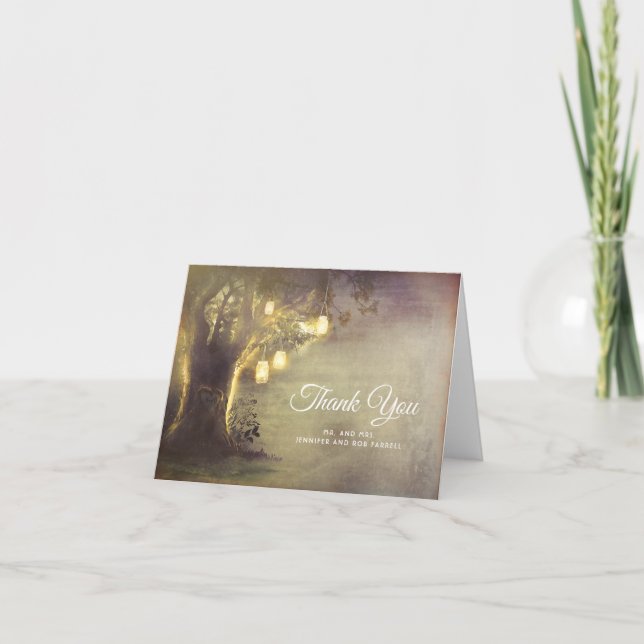 Cartão De Agradecimento Casamento Rustic Country Love Tree Obrigado (Frente)