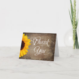 Cartão De Agradecimento Casamento Rustic Country Sunflower - Obrigado Cart