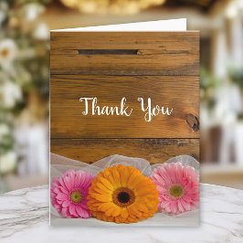 Cartão De Agradecimento Casamento Rustic Daisy Trio Country Barn Obrigado