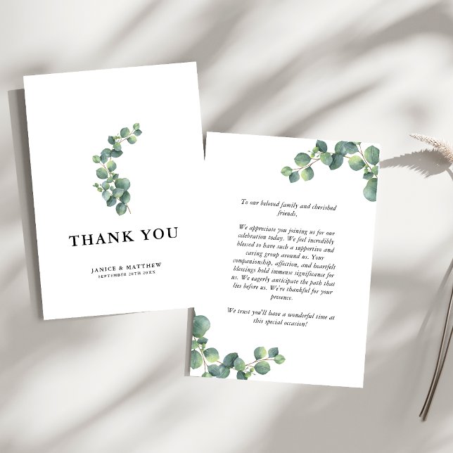 Cartão De Agradecimento Casamento Rustic Eucalyptus Greenery (Criador carregado)