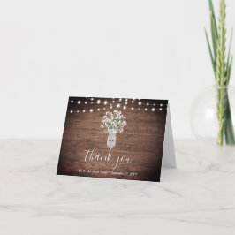 Cartão De Agradecimento Casamento Rustic Floral Mason Jar Lights Obrigado