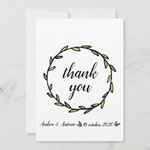 Cartão De Agradecimento Casamento Rustic Green Leafy Wreath