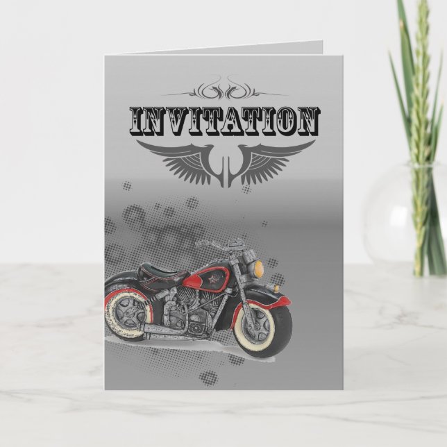 Cartão De Agradecimento Casamento Rustic grunge Motorcyle Biker (Frente)
