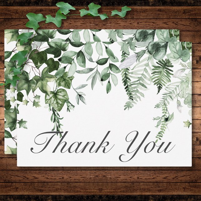 Cartão De Agradecimento Casamento Rustic Ivy & Sage Greenery (Rustic Ivy & Sage Greenery Wedding Thank You Card)