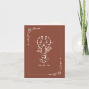 Cartão De Agradecimento Casamento Rustic Lobster Terracotta Beach