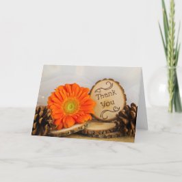Cartão De Agradecimento Casamento Rustic Orange Daisy Woodland Obrigado