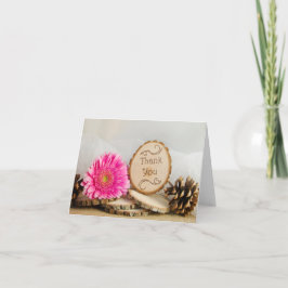 Cartão De Agradecimento Casamento Rustic Pink Daisy Woodland Obrigado
