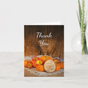 Cartão De Agradecimento Casamento Rustic Pumpkins Fall Barn Obrigado