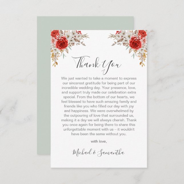 Cartão De Agradecimento Casamento Rustic Rosa Country (Frente/Verso)