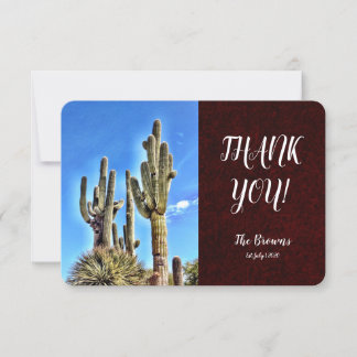 Cartão De Agradecimento Casamento Rustic Southwestern Saguaro Cactus