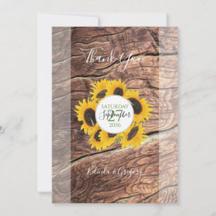 Cartão De Agradecimento Casamento Rustic Sunflower
