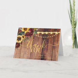 Cartão De Agradecimento Casamento Rustic Sunflower