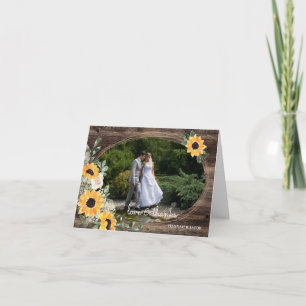 Cartão De Agradecimento Casamento Rustic Sunflower Photo