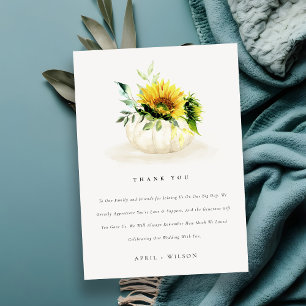 Cartão De Agradecimento Casamento Rustic Sunflower Pumpkin Floral Watercol