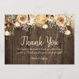 Cartão De Agradecimento Casamento Rustic Tan Bird Wood Country Obrigado
