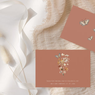 Cartão De Agradecimento Casamento Rustic Terracotta Autumn Fall Selvagens