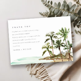 Cartão De Agradecimento Casamento Rustic Tropical Palm Trees Beach Sand