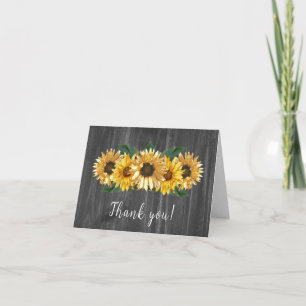 Cartão De Agradecimento Casamento Rustic Weathered Sunflower Obrigado