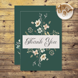 Cartão De Agradecimento Casamento Rustic Wildflower Frame Emerald Green