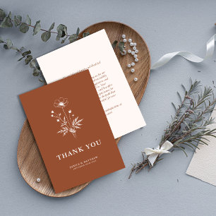 Cartão De Agradecimento Casamento Rustic Wildflower Terracotta Boho