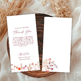 Cartão De Agradecimento Casamento Rústico Boho Chic de Flores Silvestres d