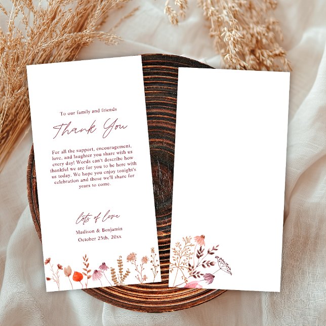 Cartão De Agradecimento Casamento Rústico Boho Chic de Flores Silvestres d (Criador carregado)
