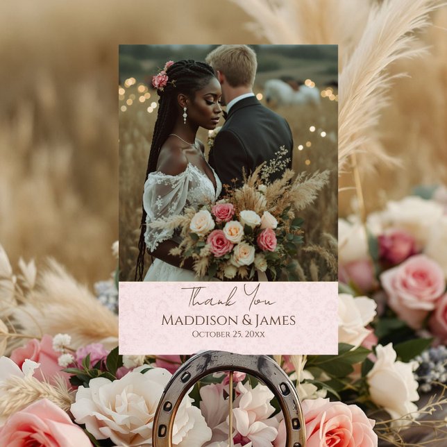 Cartão De Agradecimento Casamento Rústico Boho Country (Set the tone for your rustic boho country wedding with this elegant invitation suite.)
