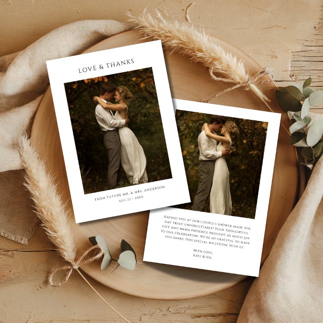 Cartão De Agradecimento Casamento Rústico Boho Moderno Casal Chuveiro Foto (Criador carregado)