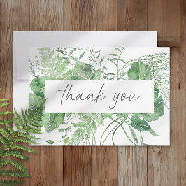 Cartão De Agradecimento Casamento Rústico com Samambaia em Aquarela