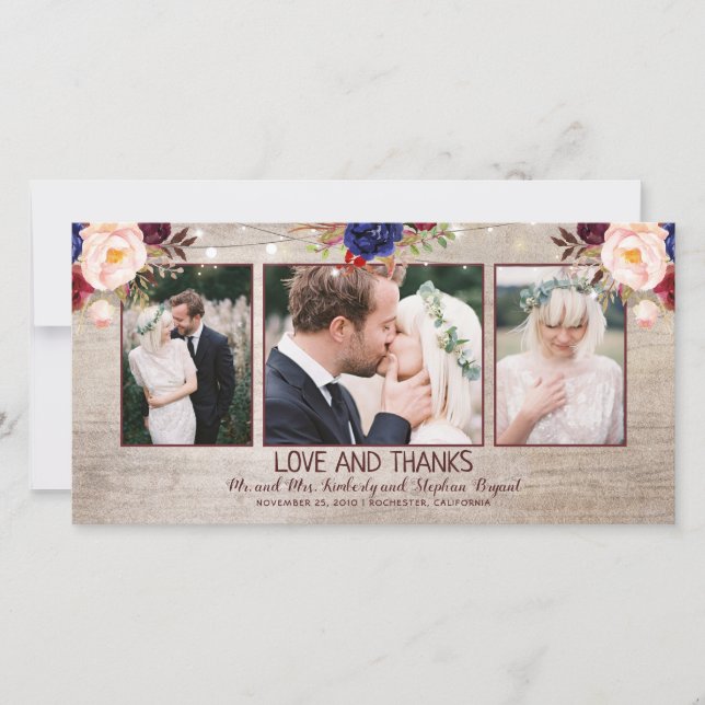 Cartão De Agradecimento Casamento Rústico de Bloom Radiante (Frente)