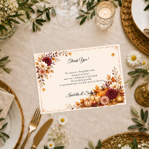 Cartão De Agradecimento Casamento Rústico de Colheita