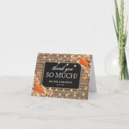 Cartão De Agradecimento Casamento Rústico de Outono e Ação de Graças no Ca