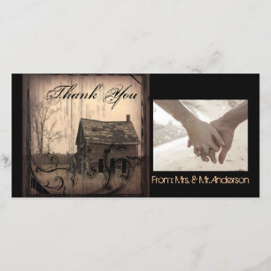 Cartão De Agradecimento casamento rústico do celeiro da fazenda do país