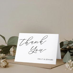 Cartão De Agradecimento Casamento Rústico Elegante em Script Não-Fotográfi
